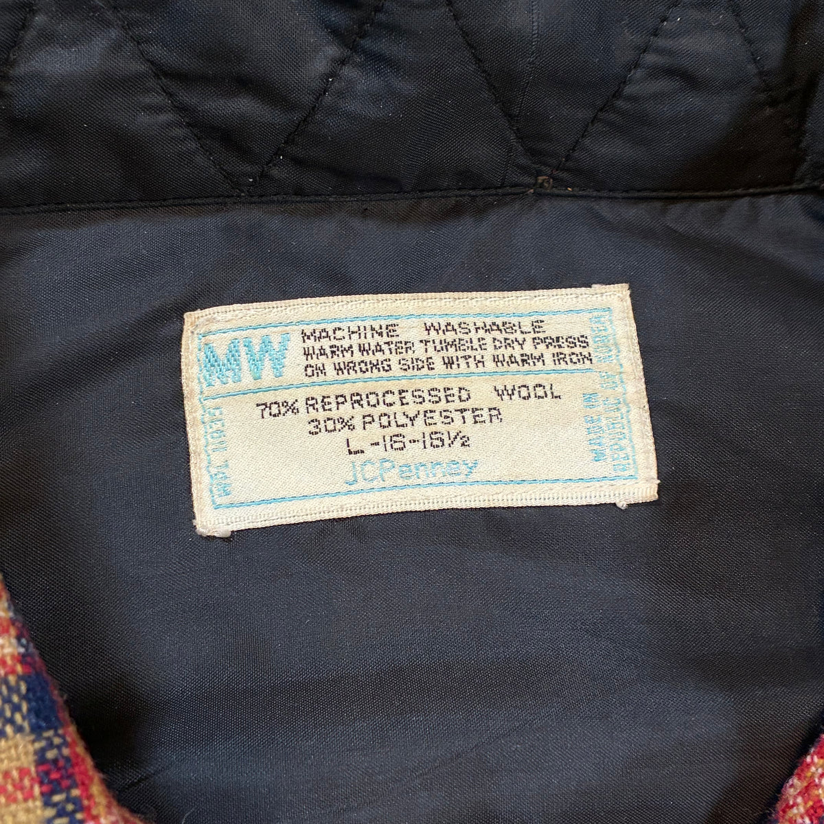 70’s Montgomery Ward Loop Collar Plaid Flannel Shirt XL