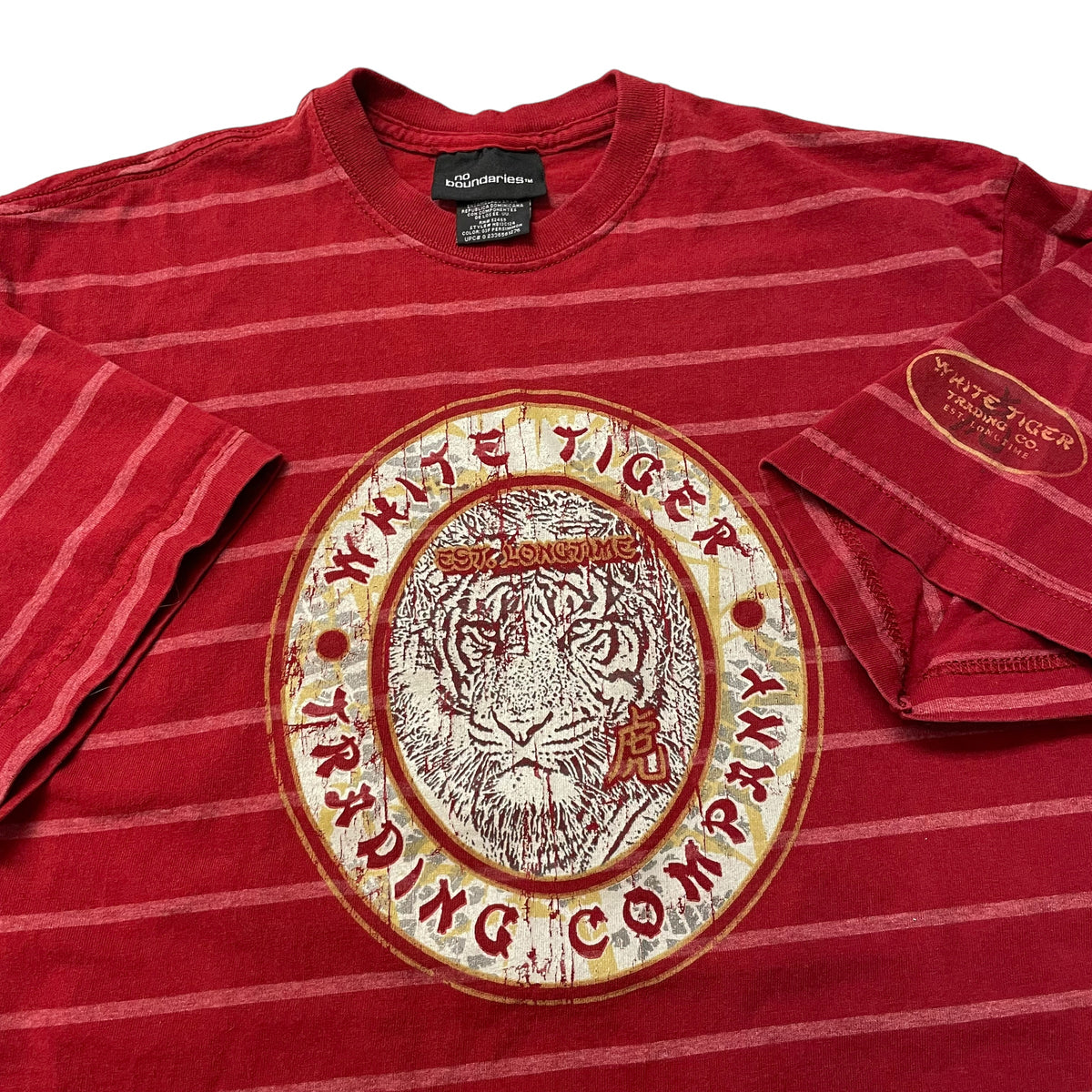 00’s No Boundaries ‘White Tiger Trading Co.’ Striped T-Shirt