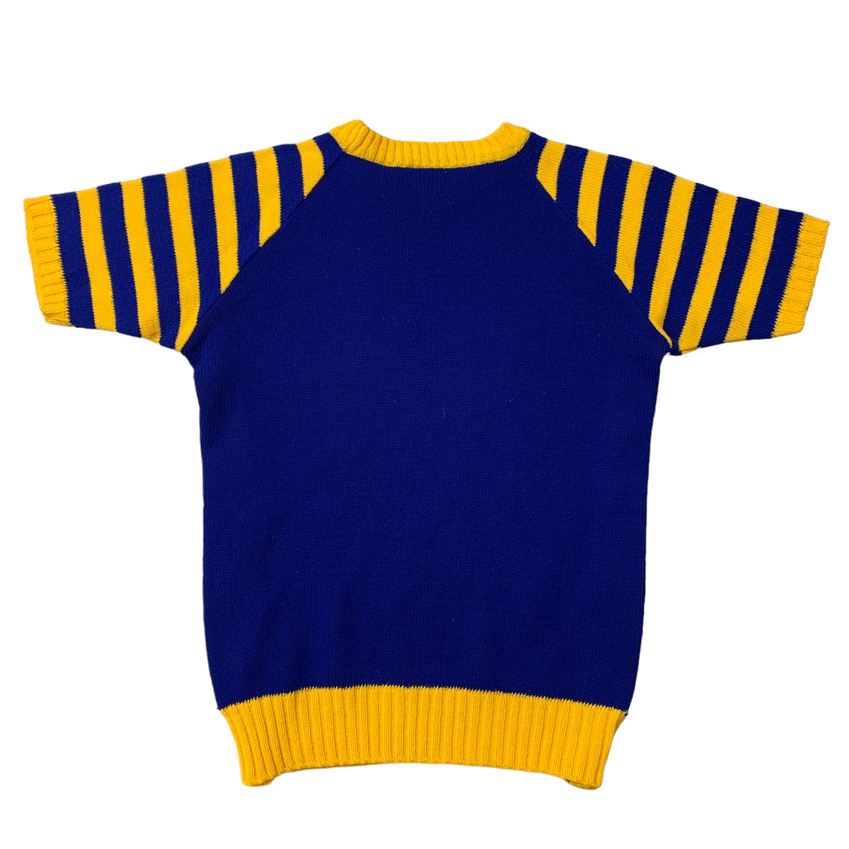 60’s/70’s Two Tone Striped Short Sleeve Knit Sweater