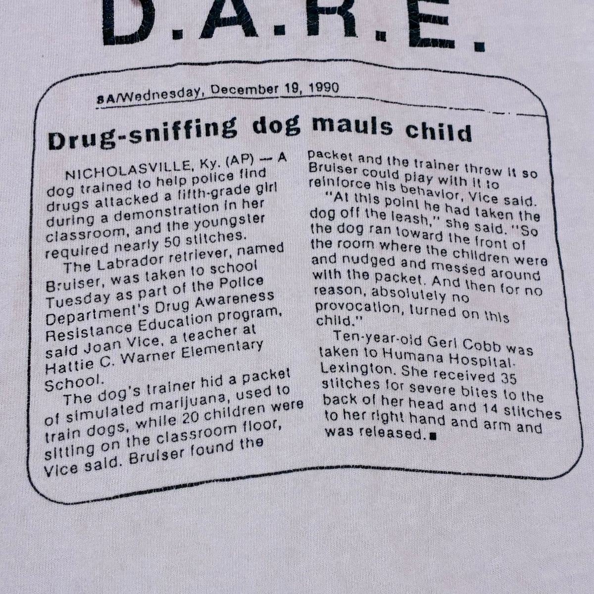 Parents against dare ￼ cut off T-shirt size large