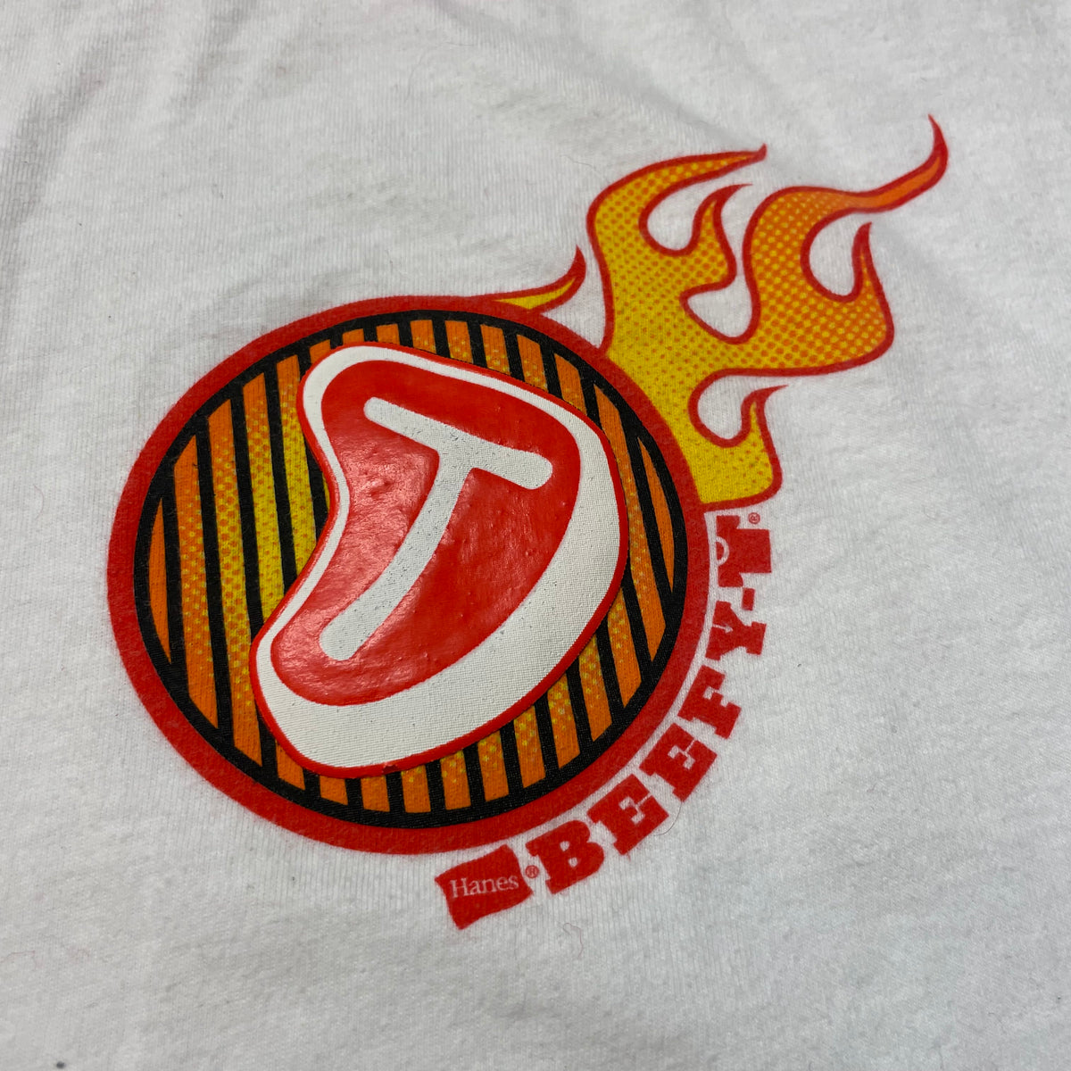 00’s Hanes Beefy-T ‘T-Bone Steak’ Puff Print T-Shirt