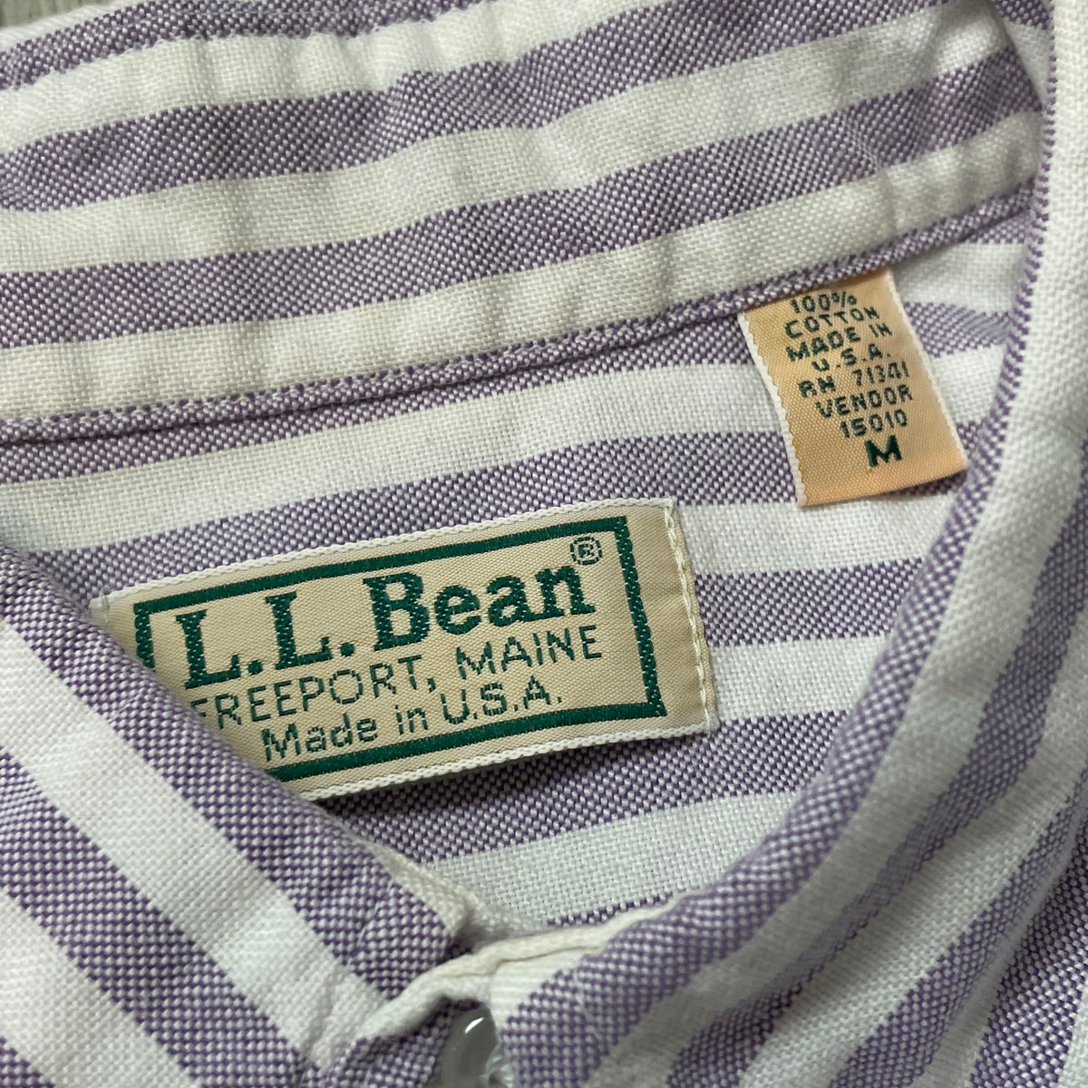 90’s L.L. Bean Short Sleeve Striped Shirt Purple/White
