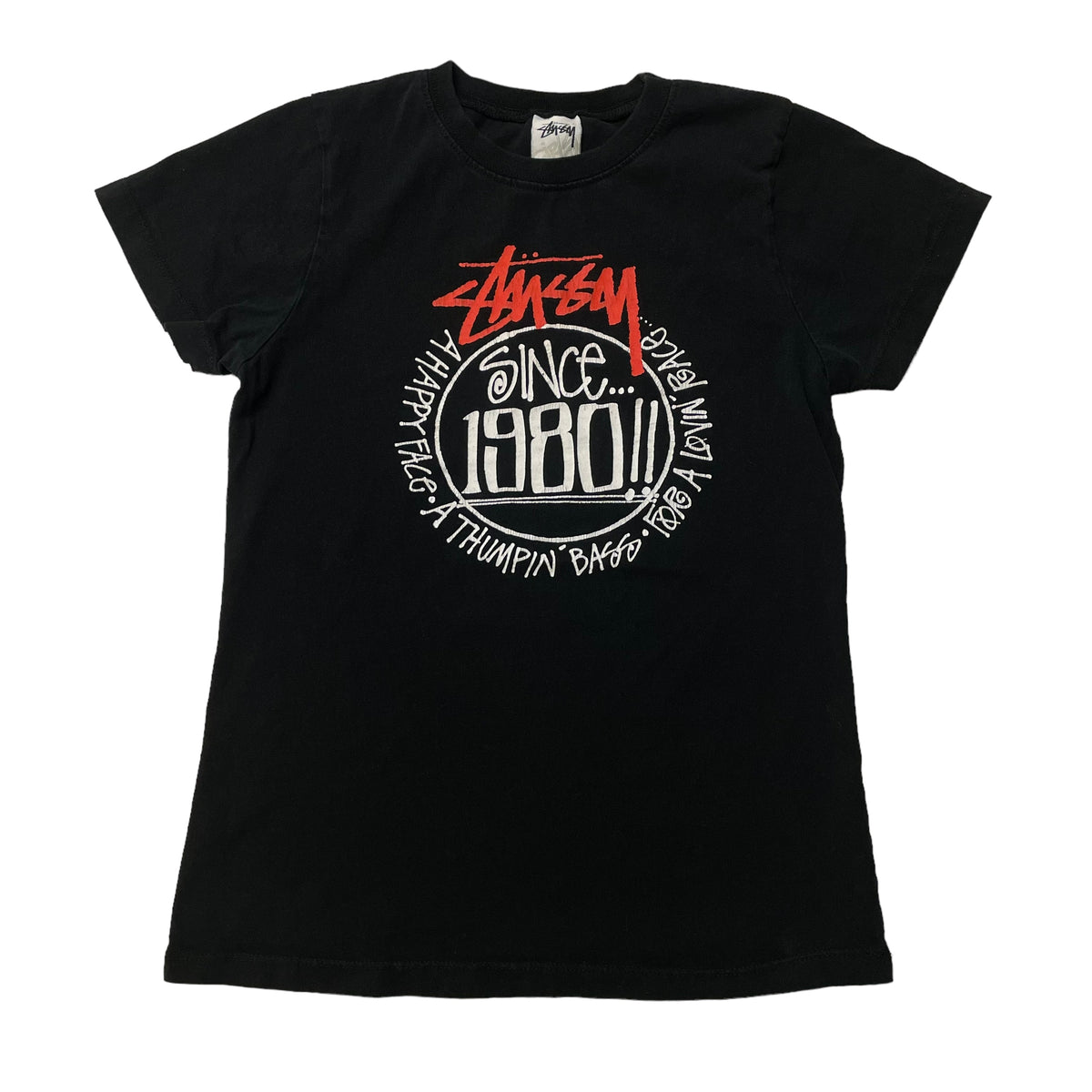 90’s Stussy ‘Happy Face, Thumpin’ Bass’ Girls T-Shirt