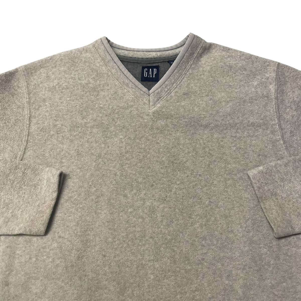 Gap V Neck Fleece Sweater Gray